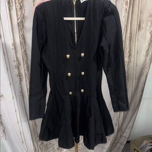 Rivir  Black Dress with Gold Buttons